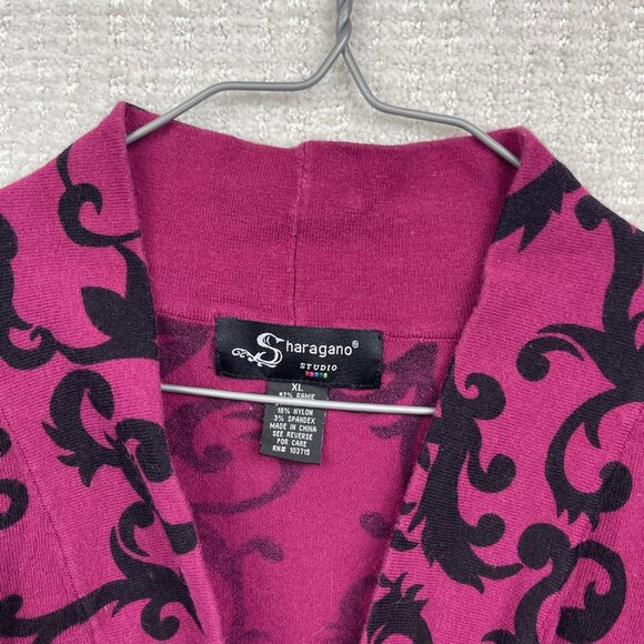 Sharagano Studio Cropped Bolero Cardigan Wom XL Baroque Damask Pink Floral AOP - Picture 6 of 14